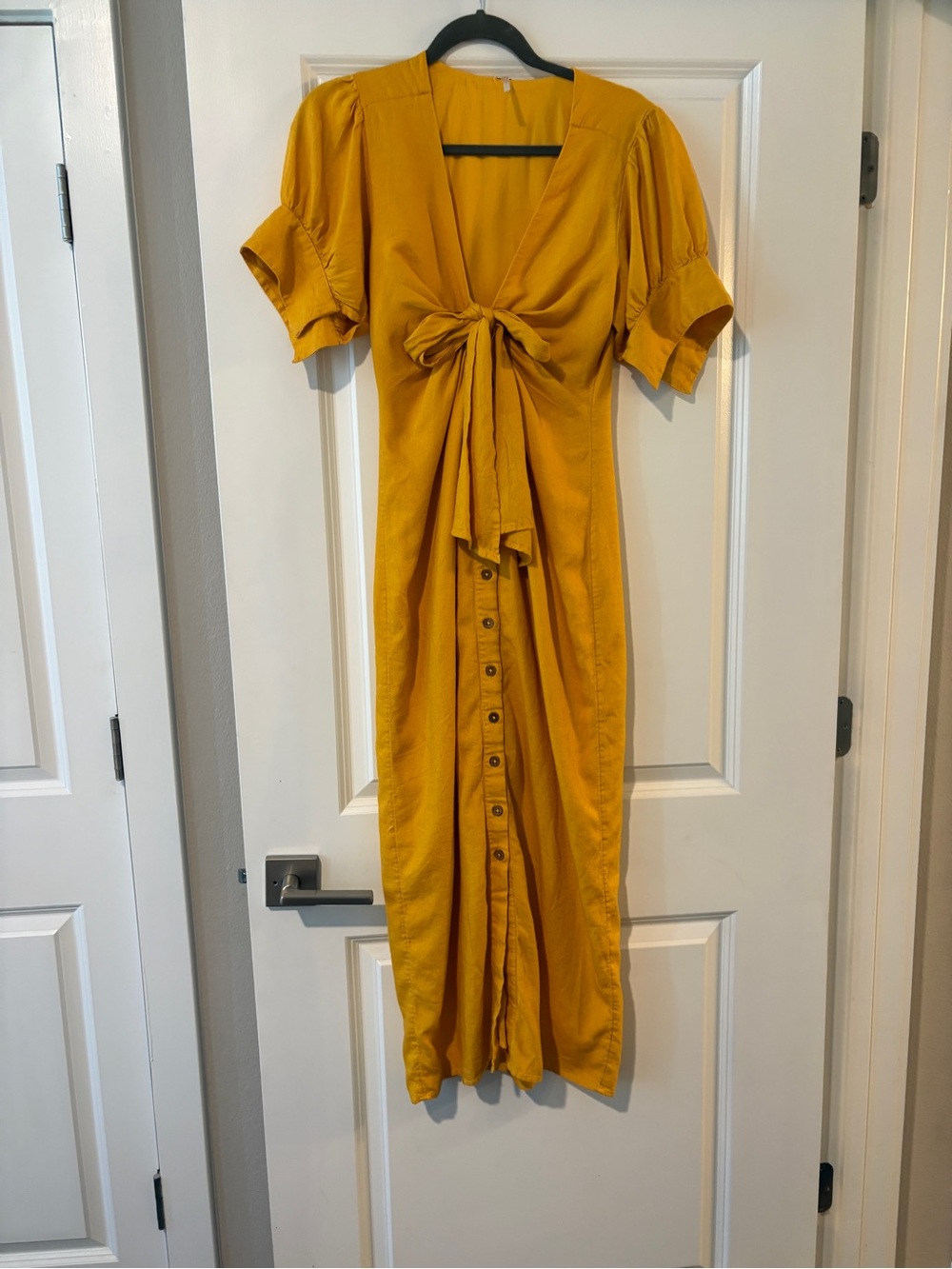 Free people Yellow Tie-Front Midi Dress - Picture 2 of 4